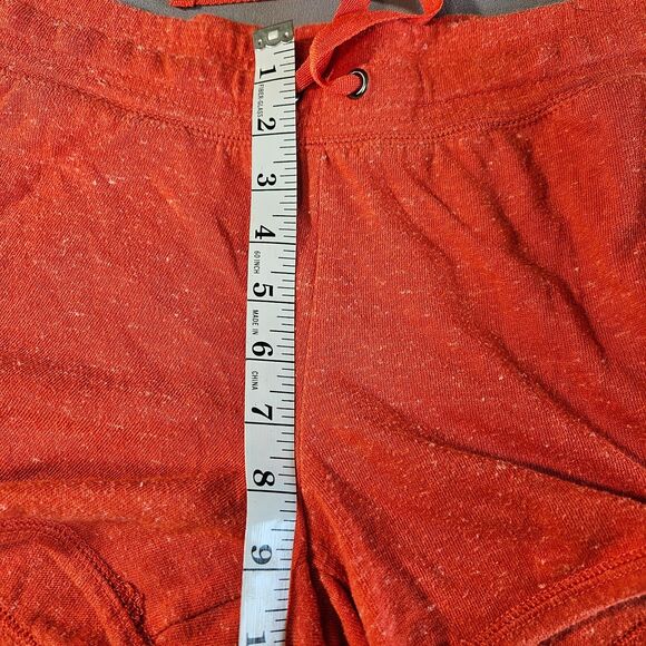 Womens Sweat Shorts Size Small Orange Elastic Waist Pockets Drawstring Workout - Picture 6 of 11